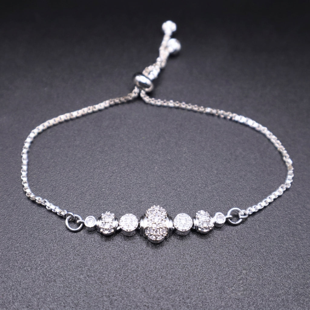 Silver adjustable bracelet with chain