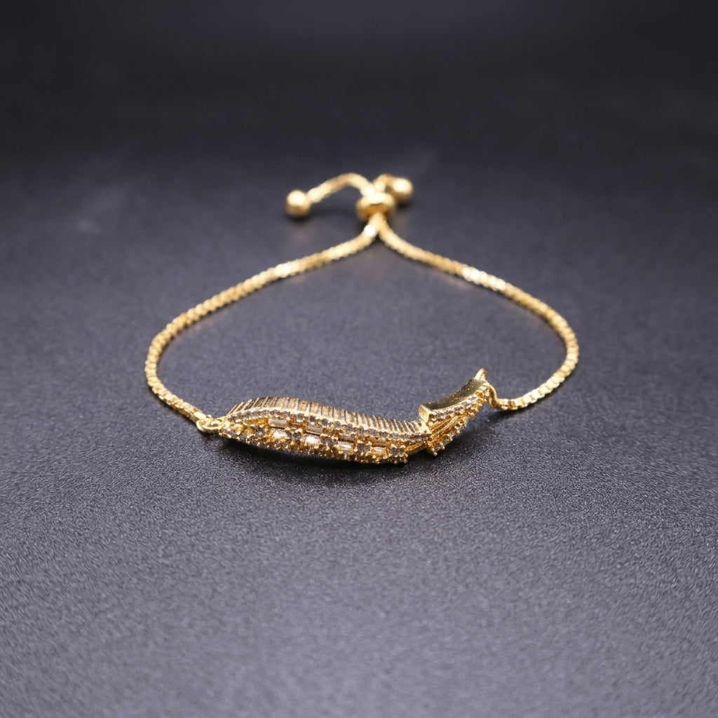 Golden adjustable bracelet with chain