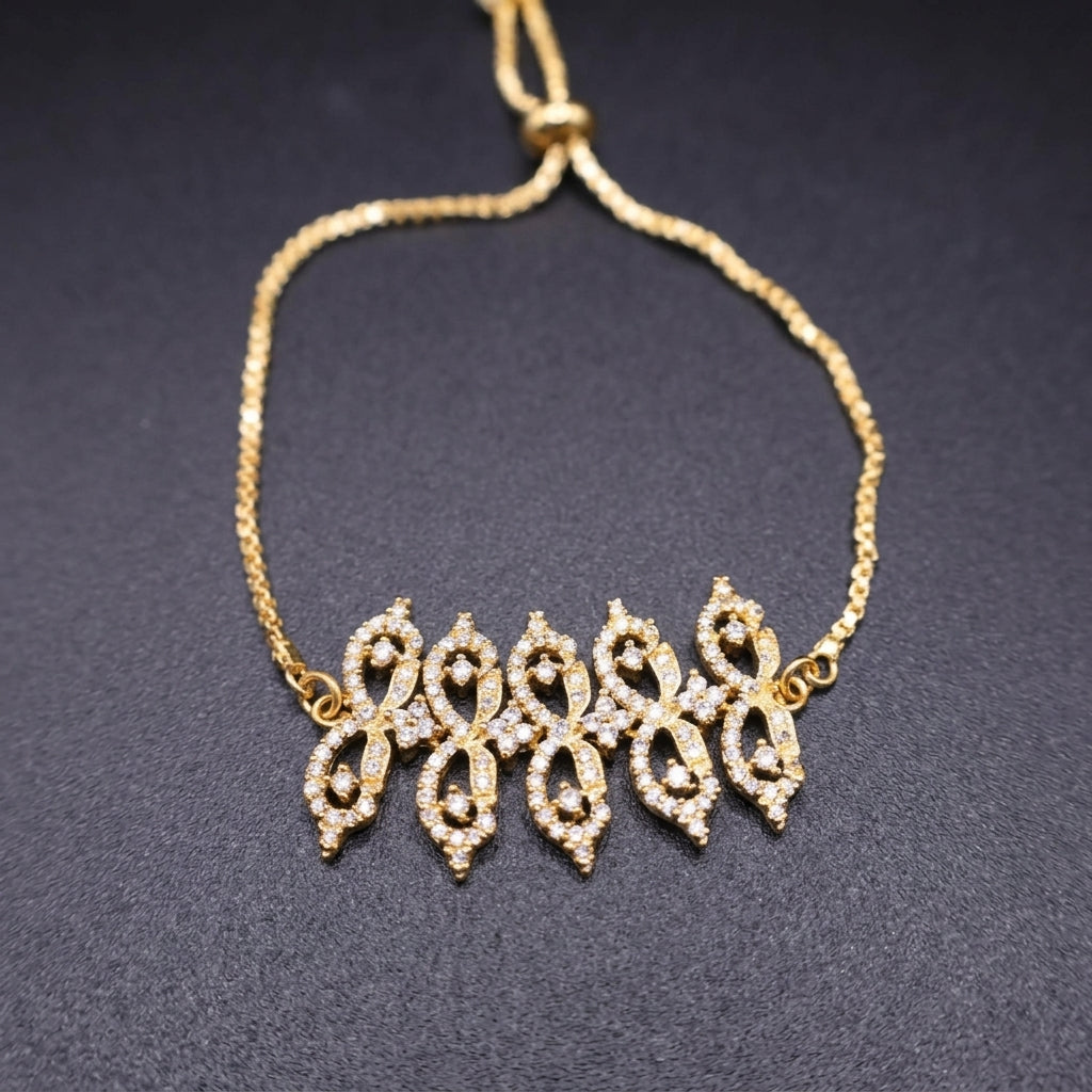 Golden adjustable bracelet with chain