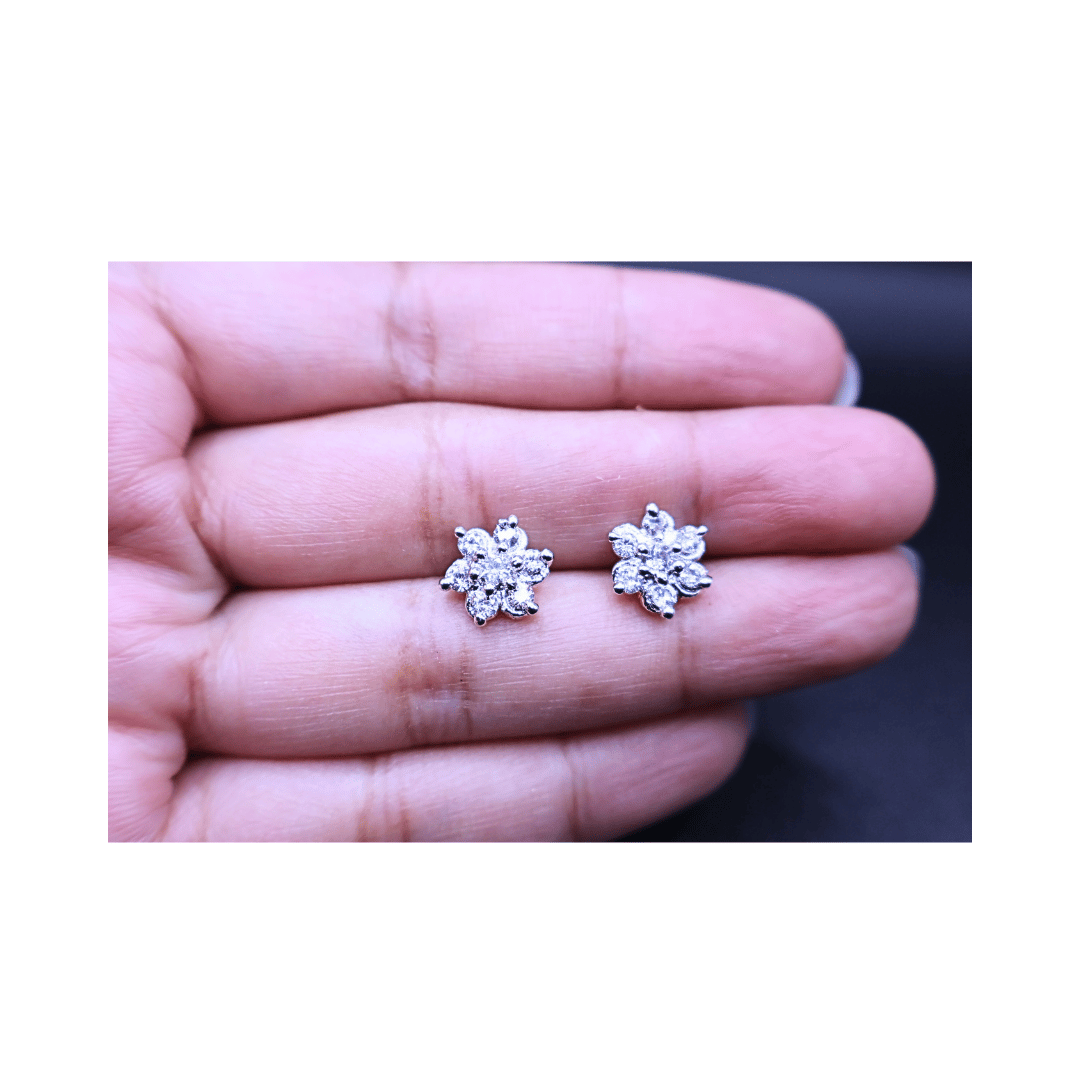 Flower shaped silver studs