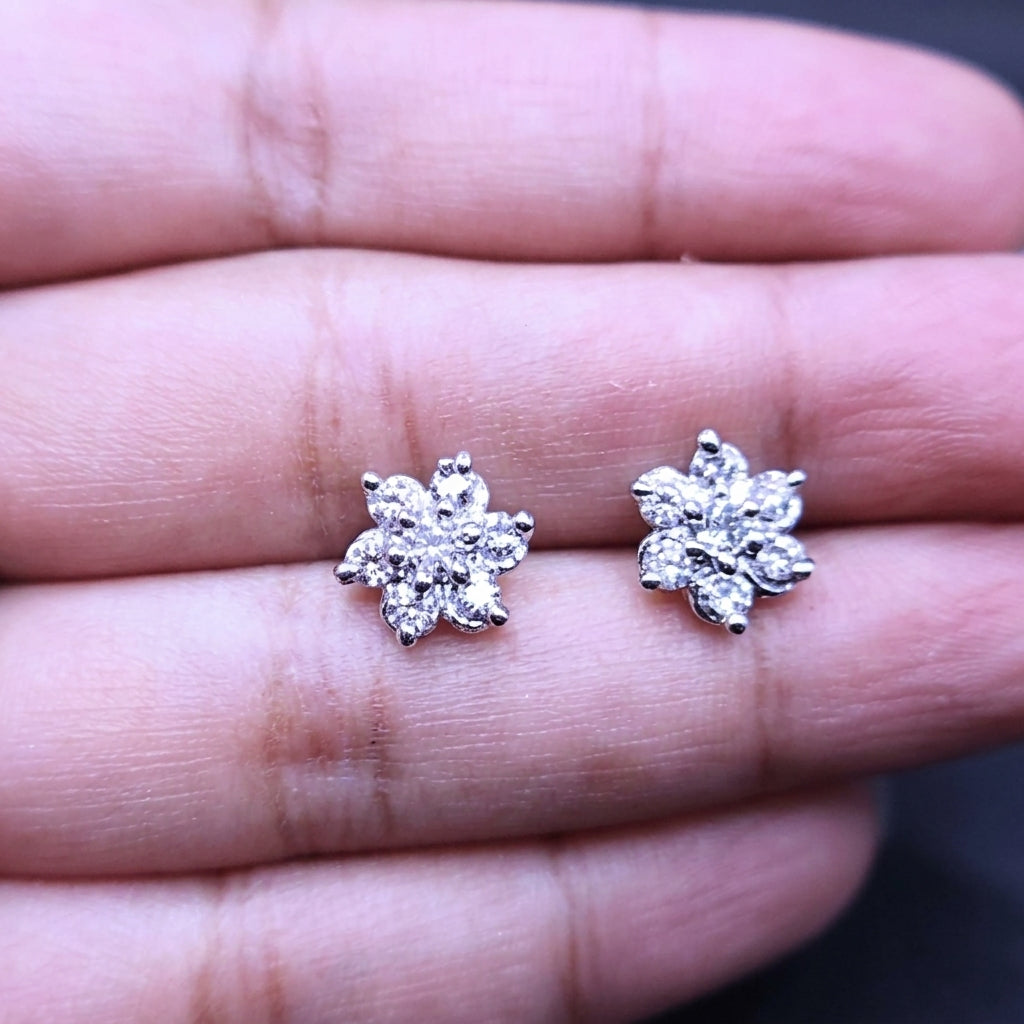 Flower shaped silver studs