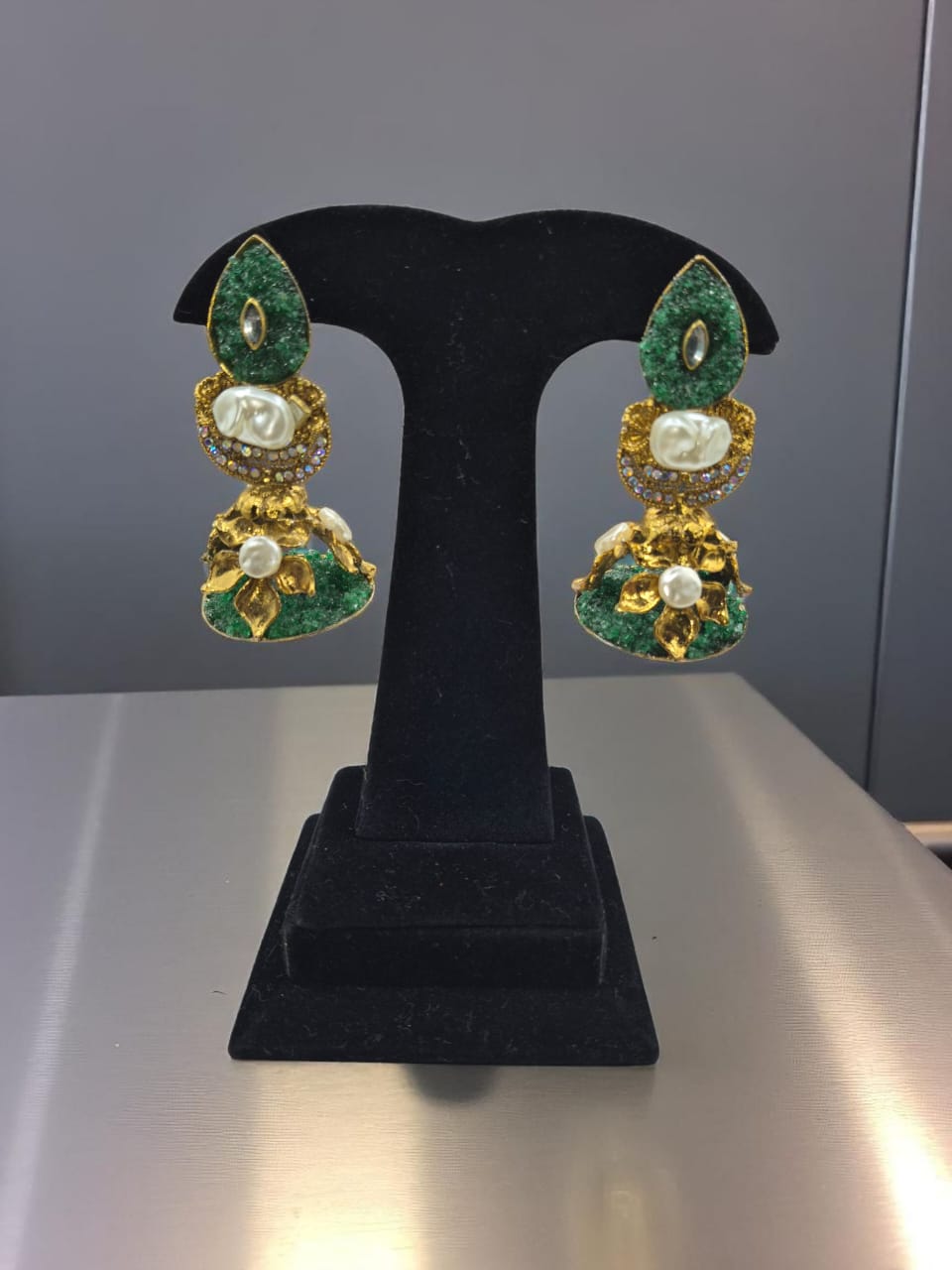 Turkish style bold green jhumke