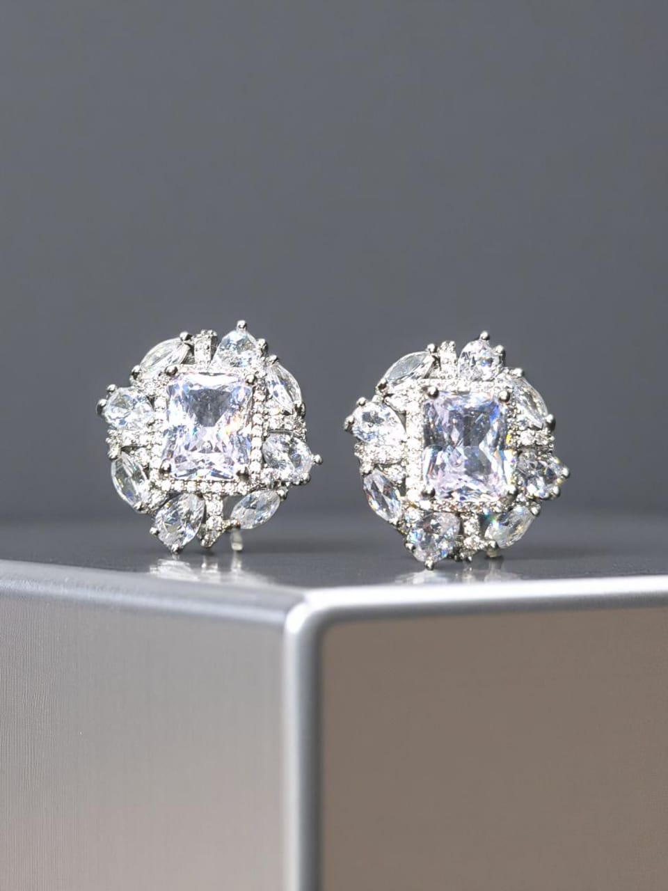Elegant silver zircon studs