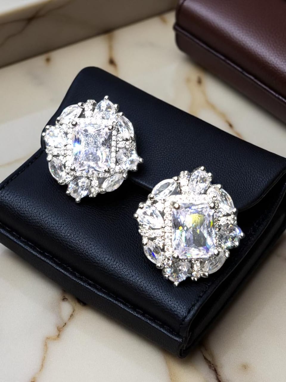 Elegant silver zircon studs