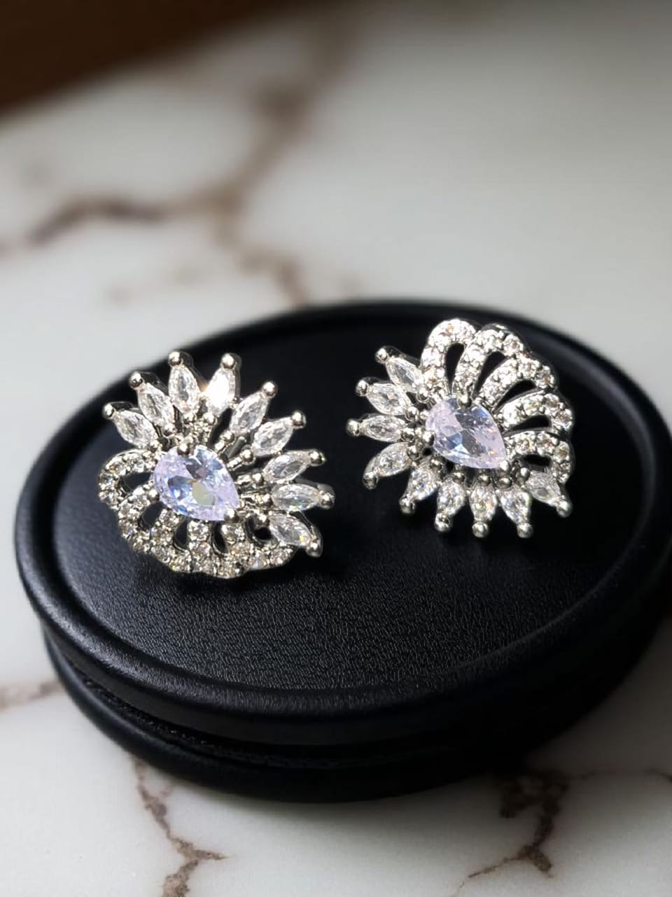 Silver zircon studs