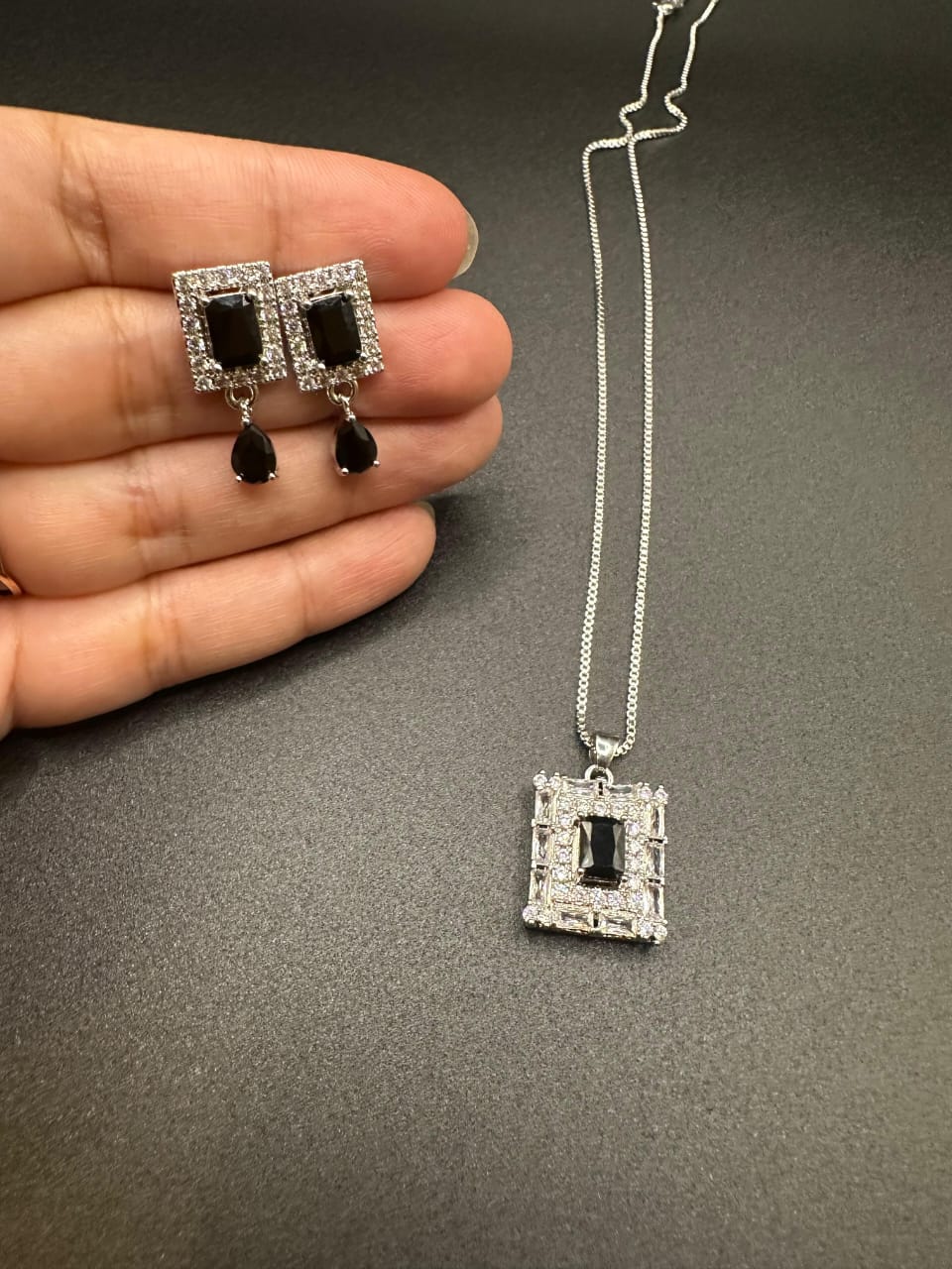 Delicate black locket set