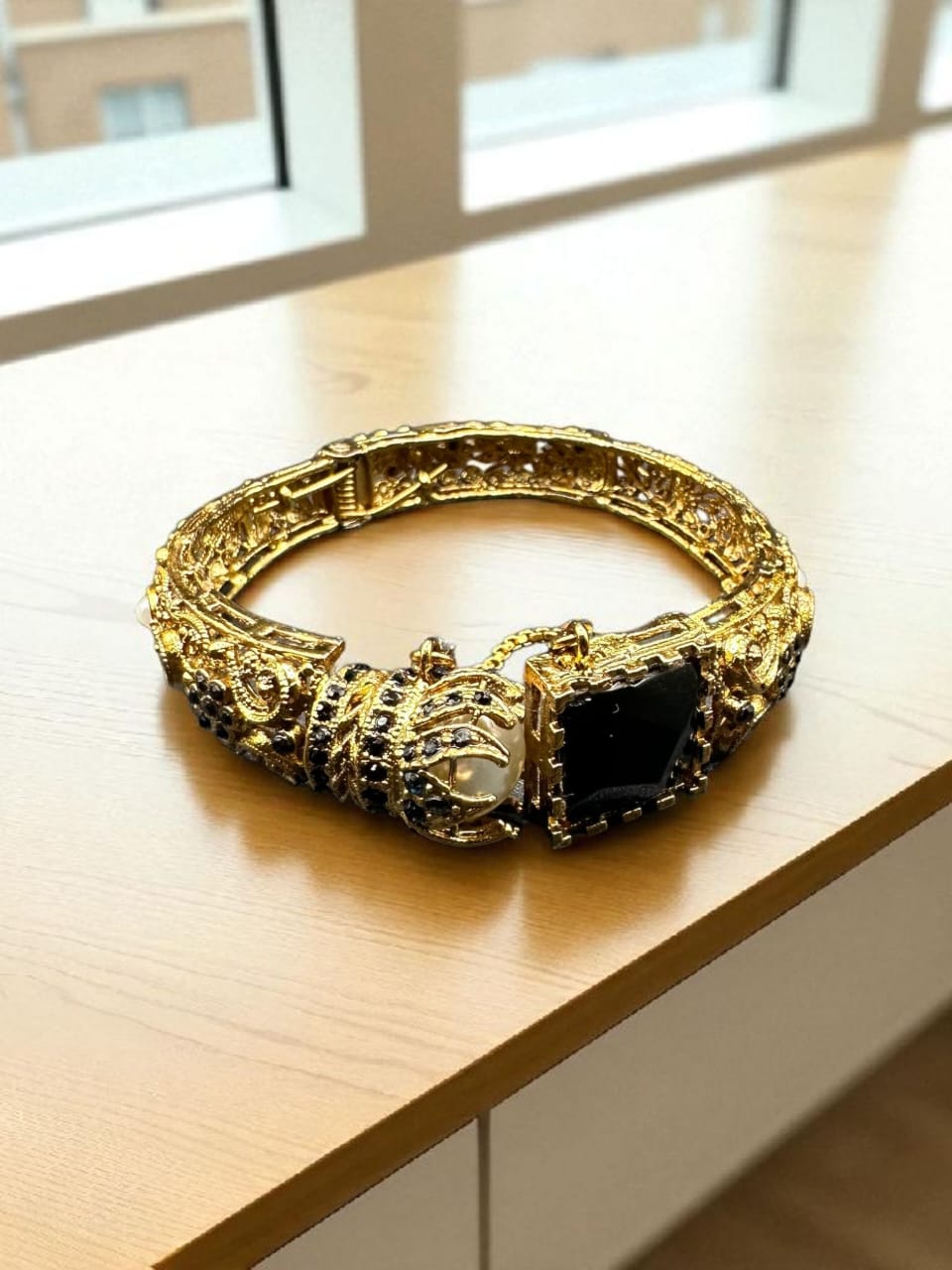 Turkish style black adjustable bangle