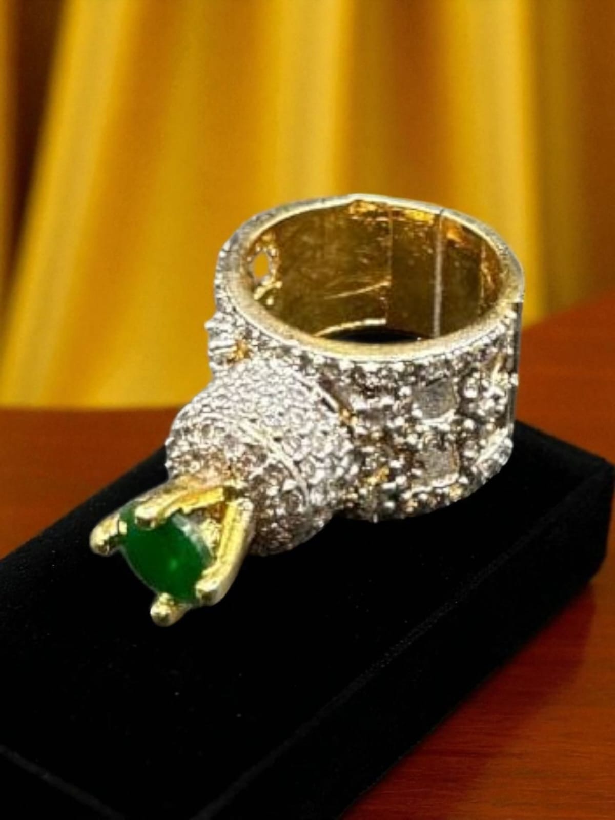 Turkish emerald tower ring