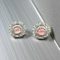 Elegant zircon studs with pink stone inside