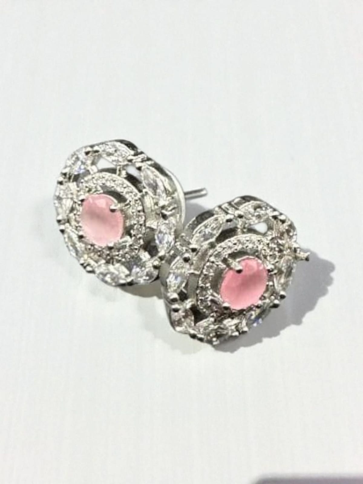 Elegant zircon studs with pink stone inside