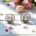 stylish zircon studs with pink stone