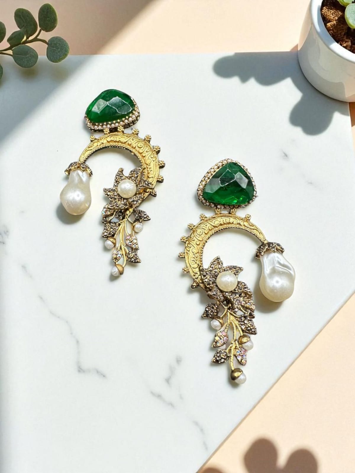 Turkish classic emerald earrings