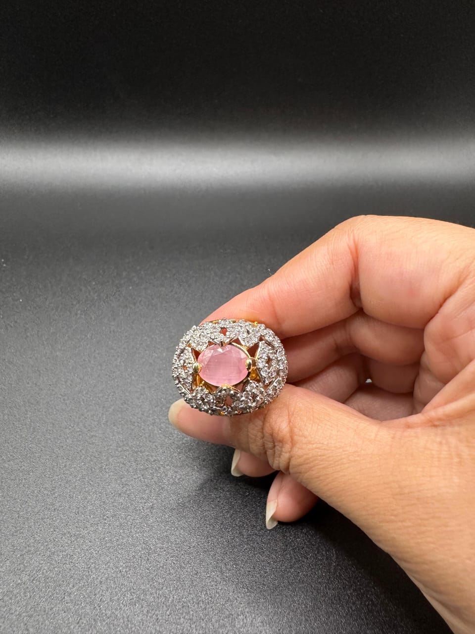 Turkish big pink stone ring