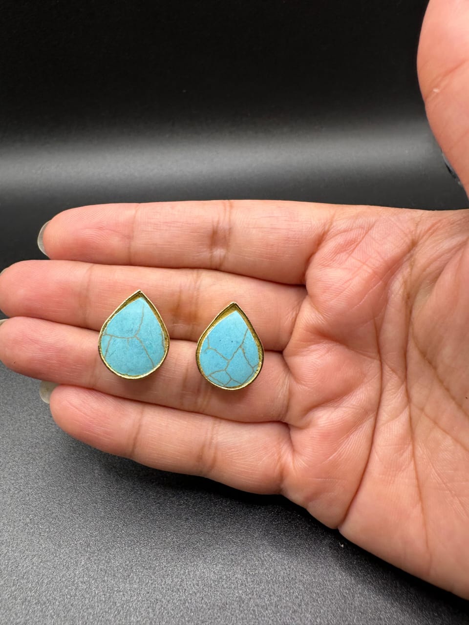 Turkish teardrop studs (feroza)