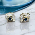 Stylish zircon studs with sapphire