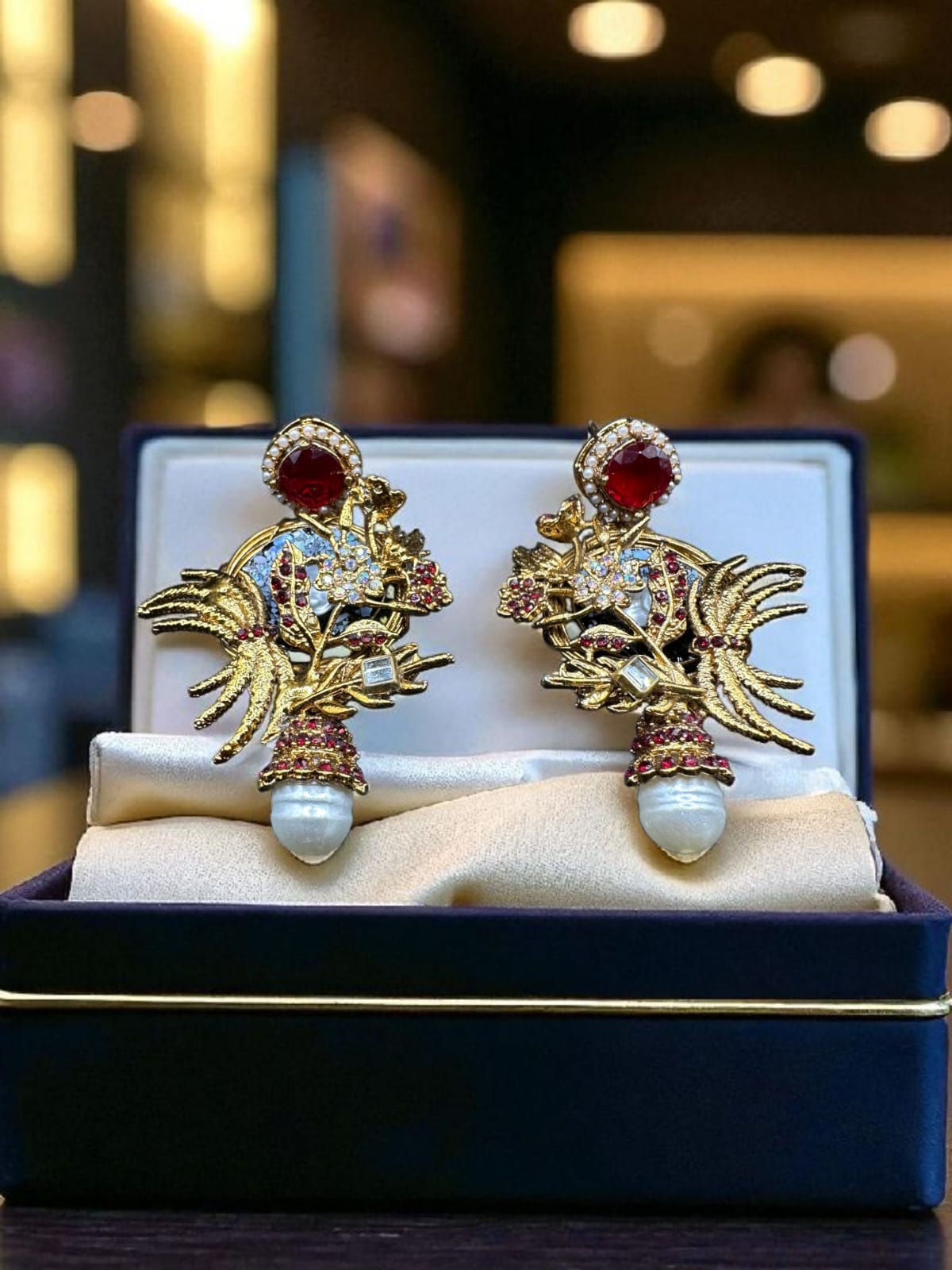 Turkish elegant earrings with ruby