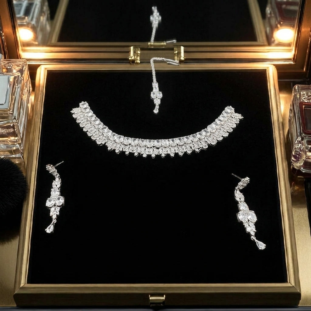 Silver plated zircon set