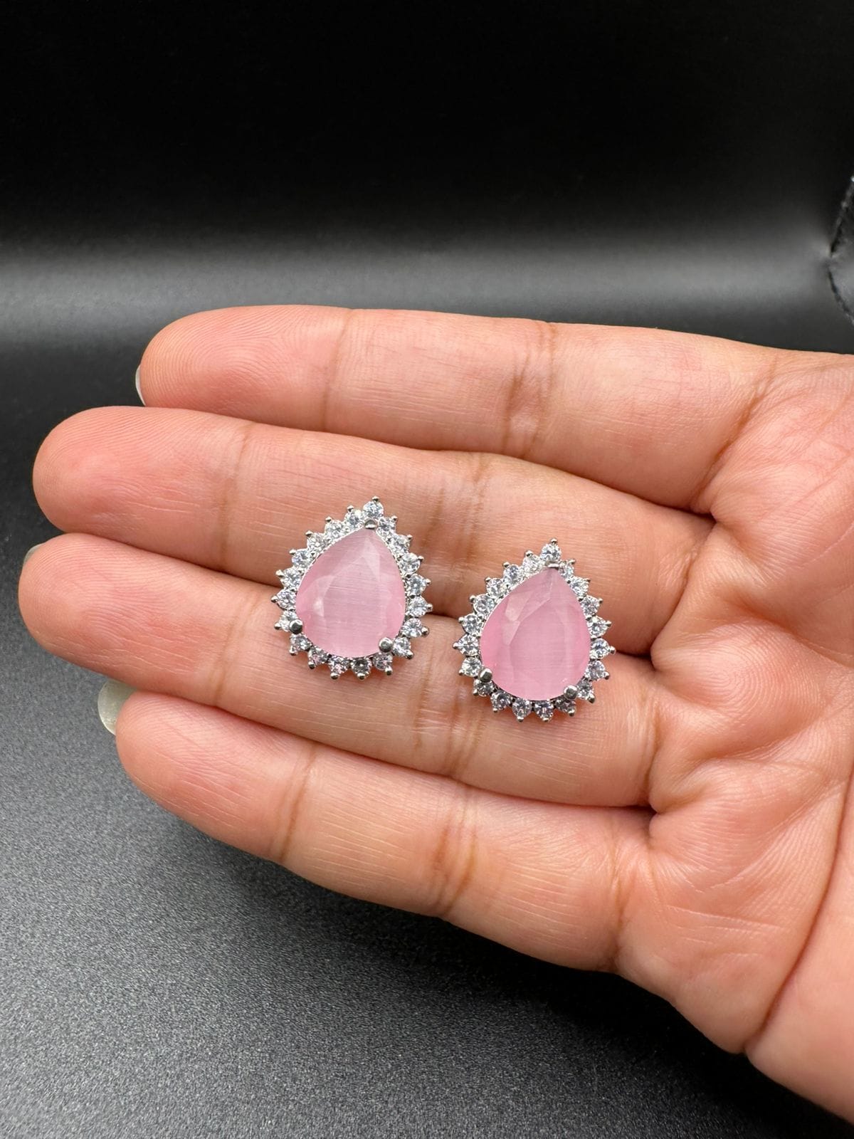 Zircon studs with pink stone