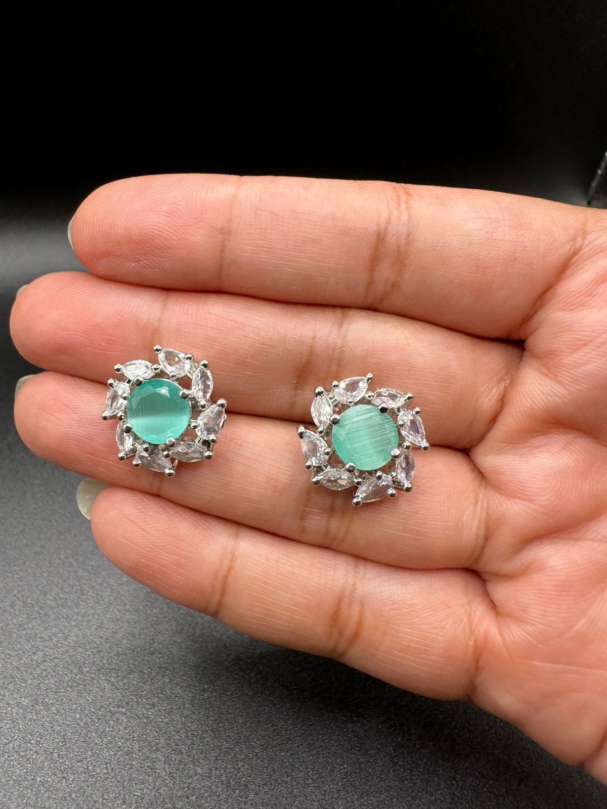 Zircon studs with turquoise stone