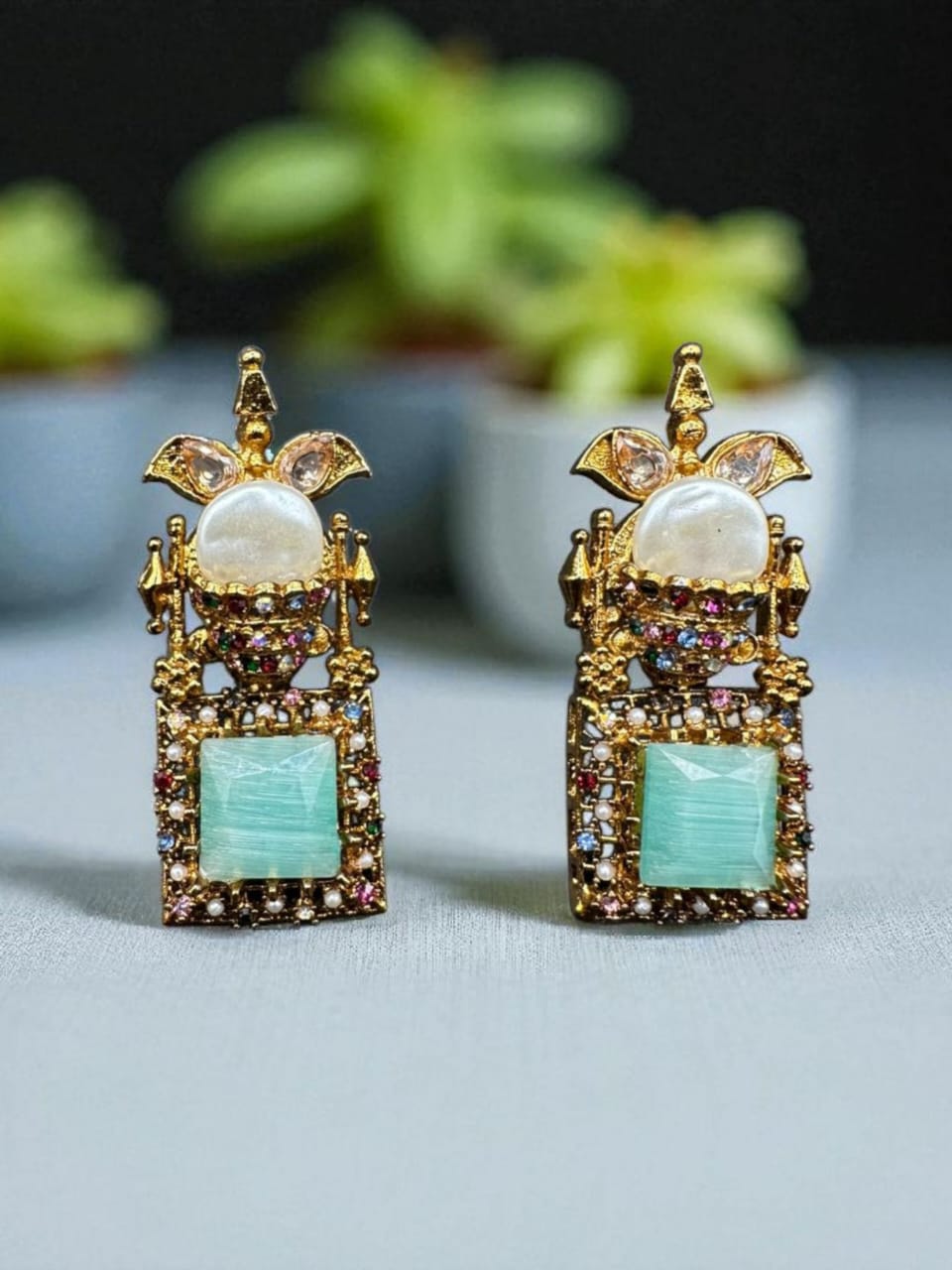 Turkish earrings with turquoise stone