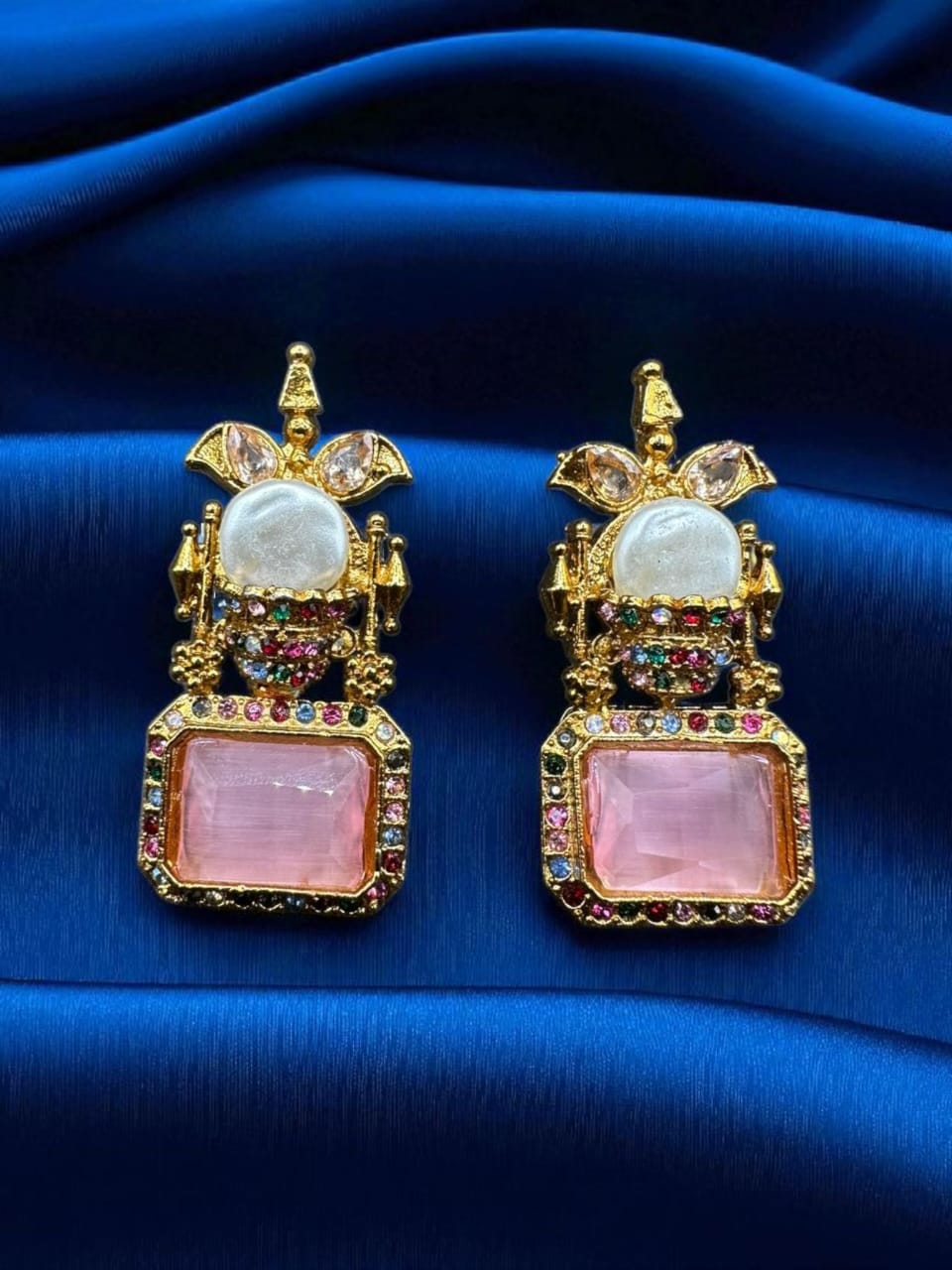 Turkish earrings with pink stone