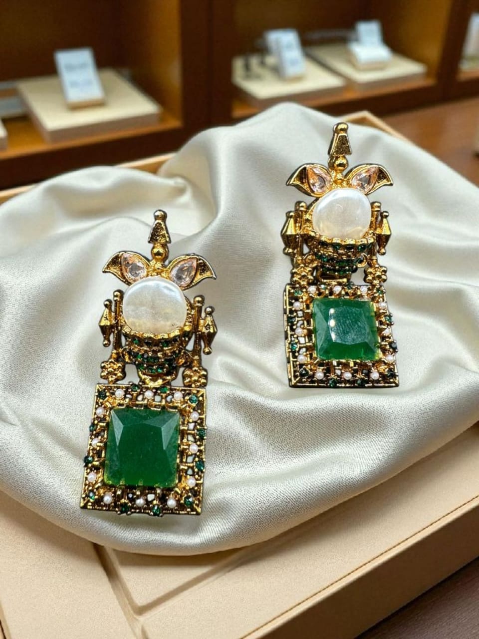 Turkish earrings with green stones