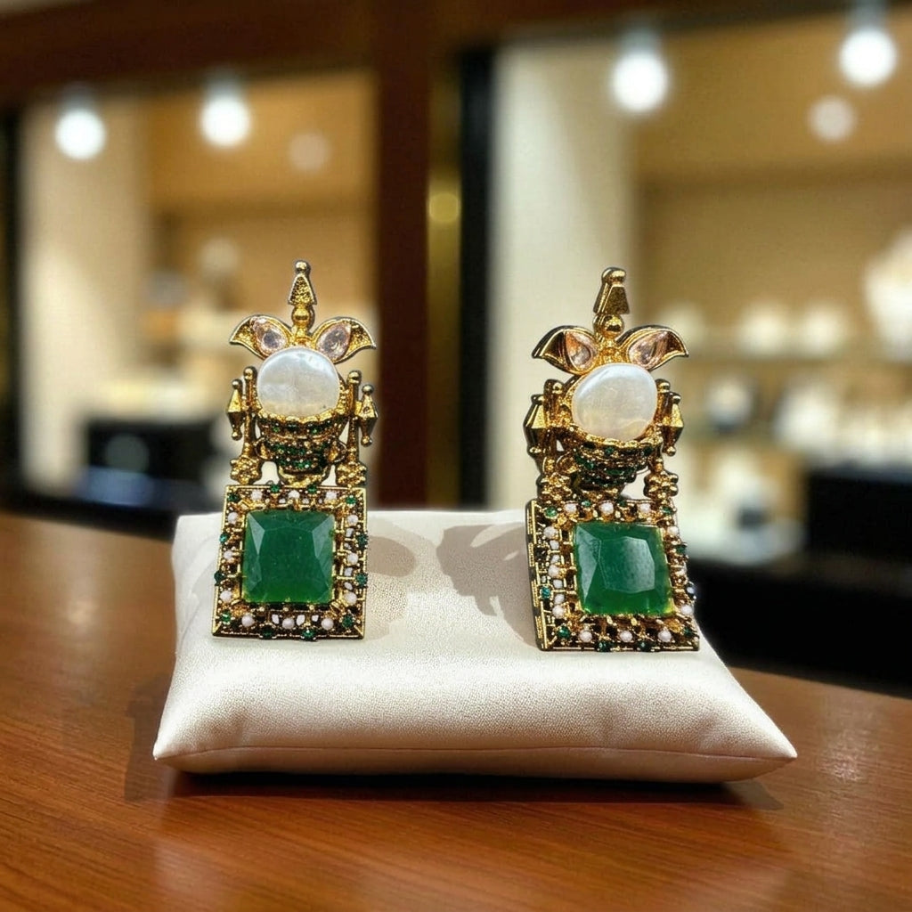 Turkish earrings with square stones