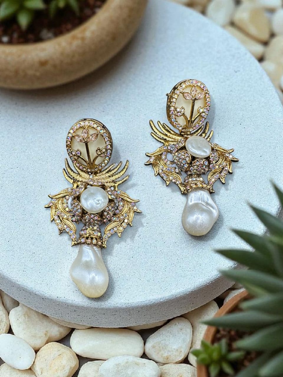 Turkish champagne earrings