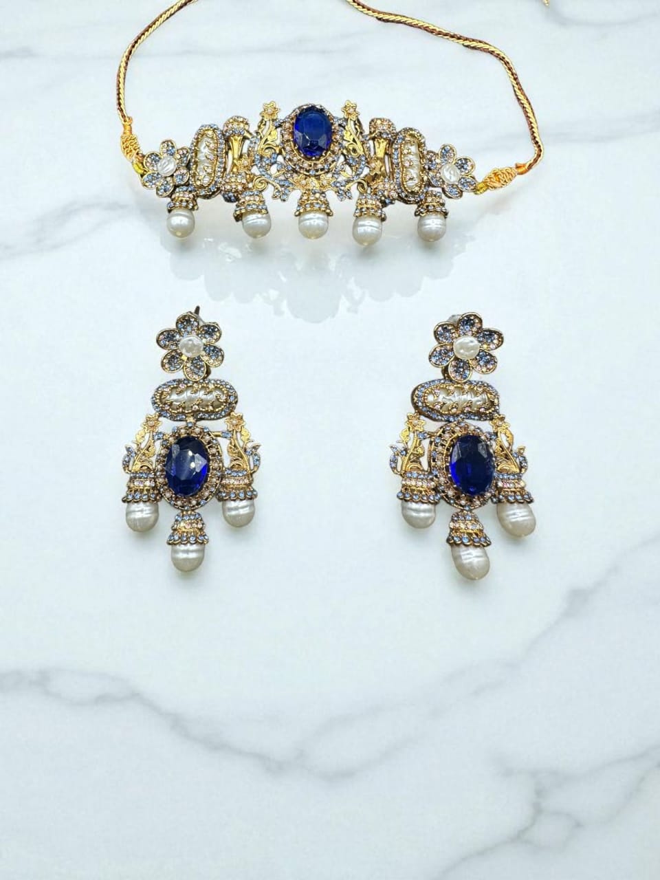 Turkish bold blue choker set