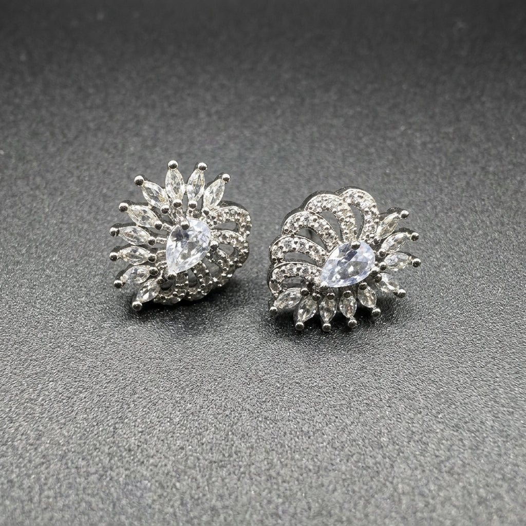 Silver zircon studs