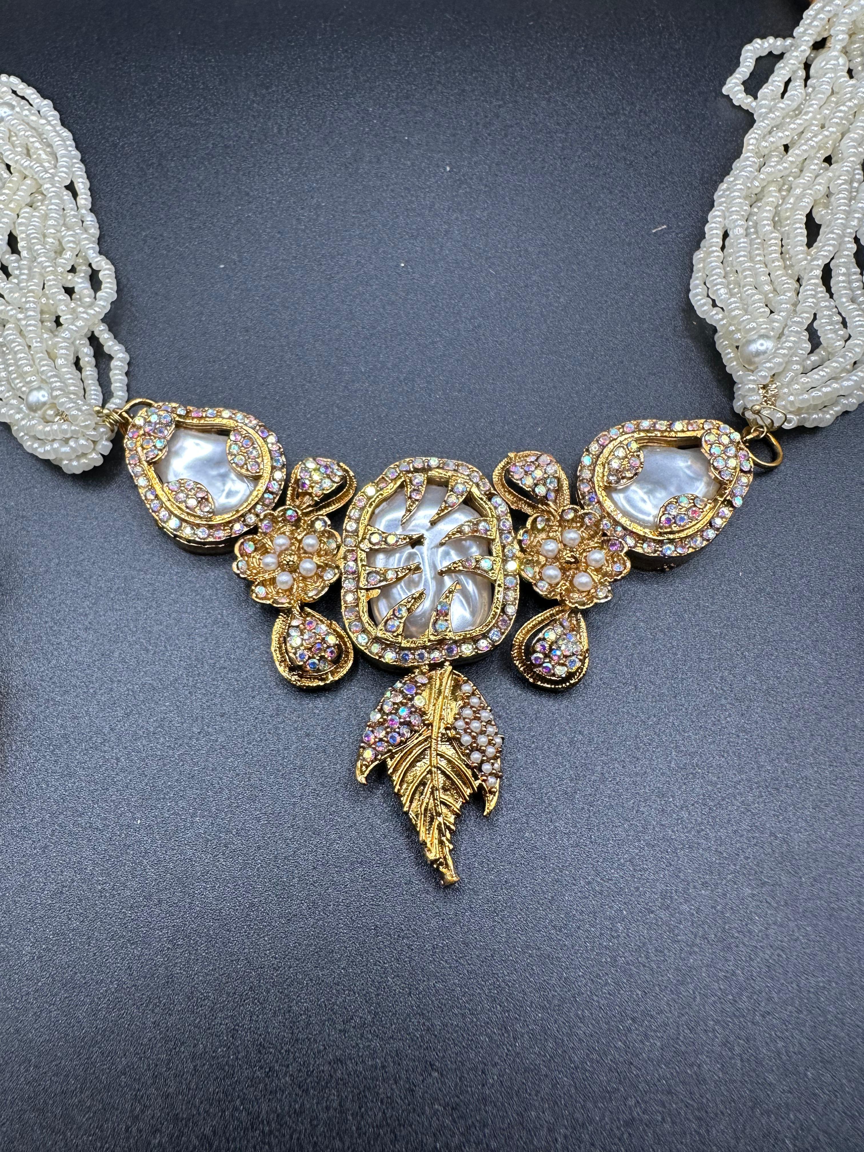 Turkish style light tone multi color choker set