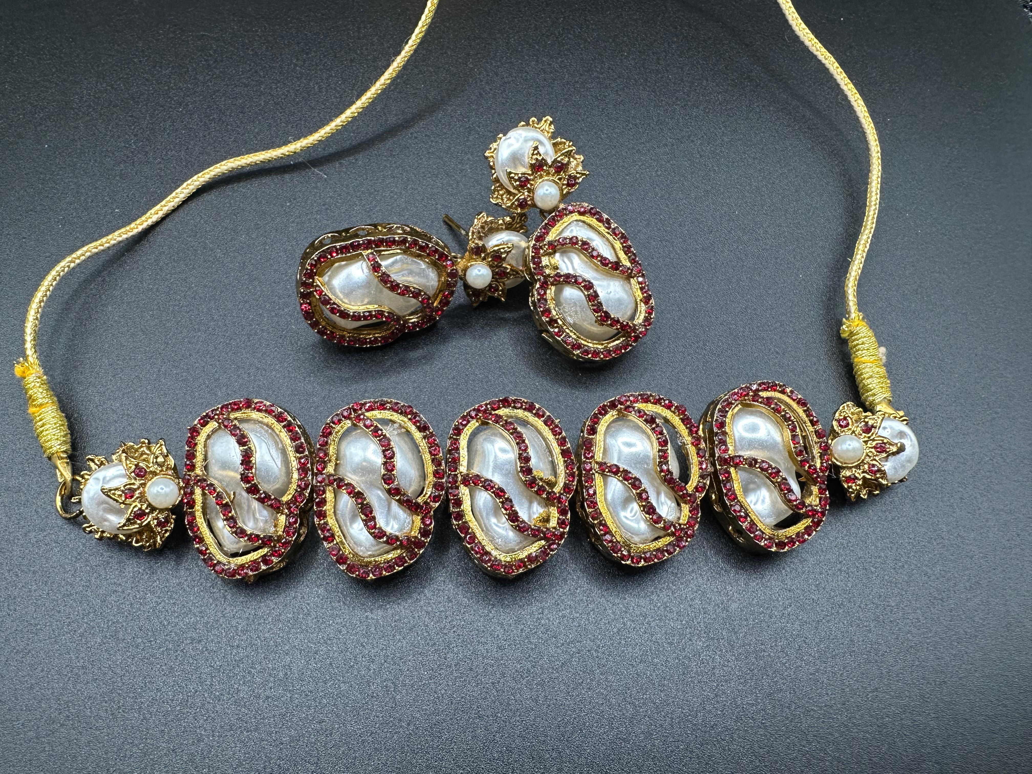 Turkish style maroon choker set