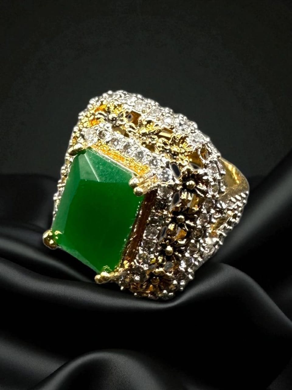 Turkish style bold square emerald ring