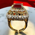 Turkish style bold square ruby ring