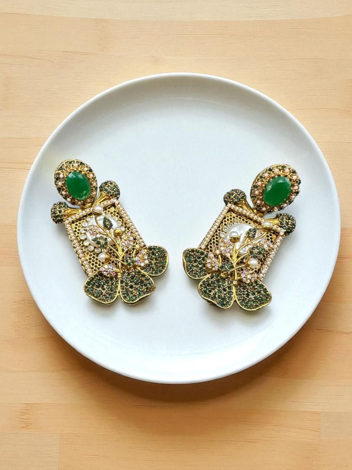 Turkish graceful emerald earrings