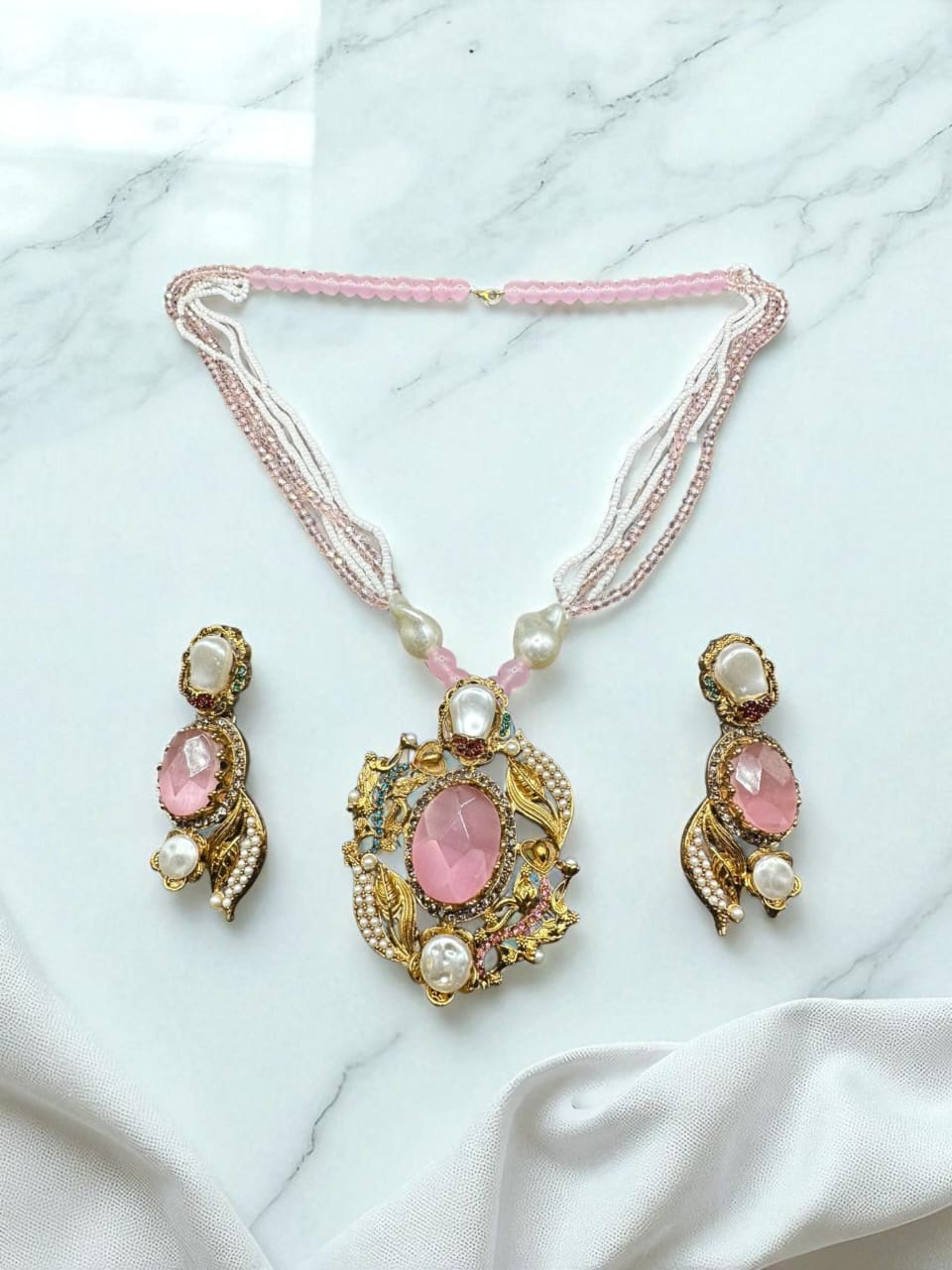 Turkish style pink long mala set