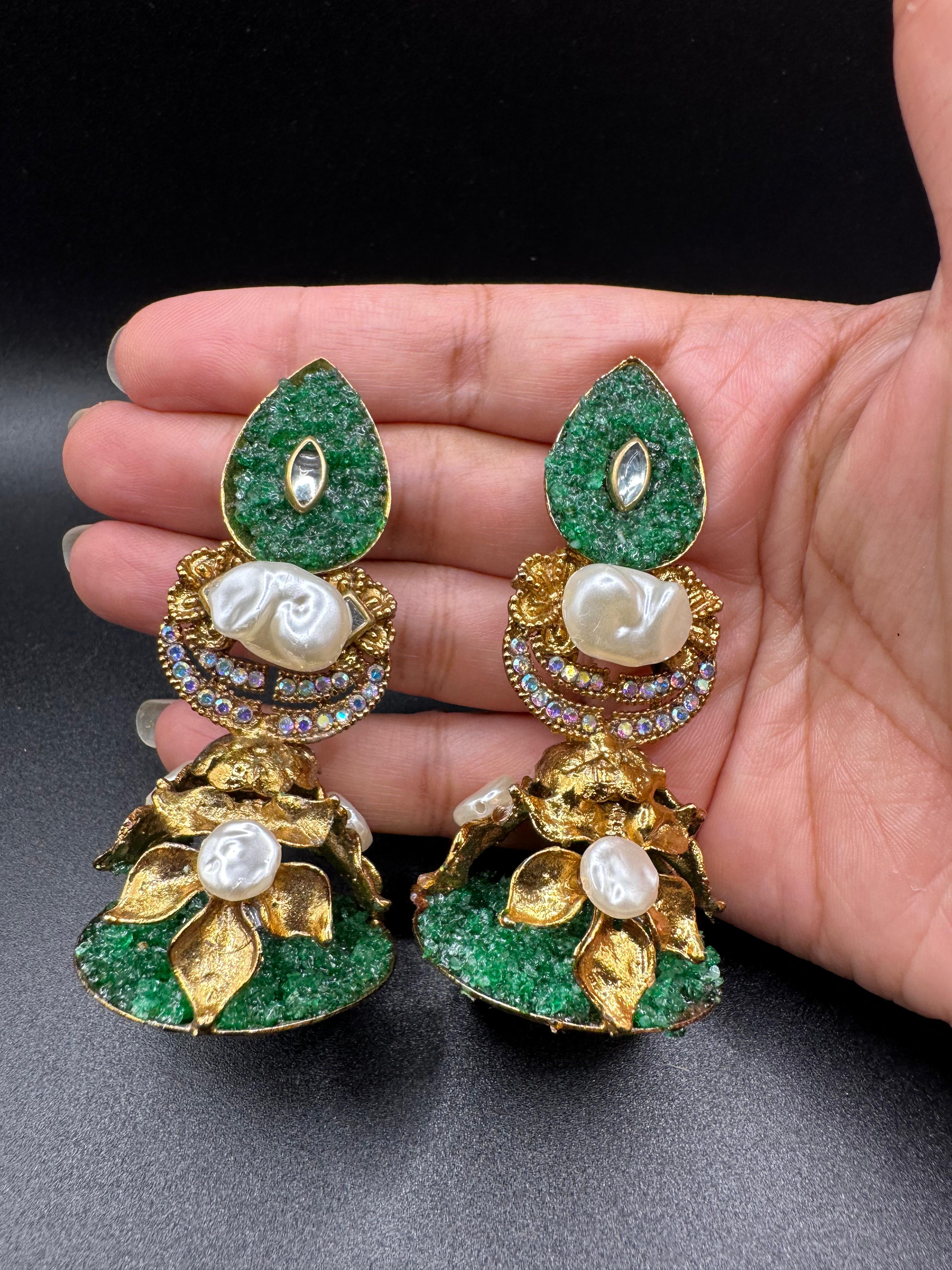 Turkish style bold green jhumke