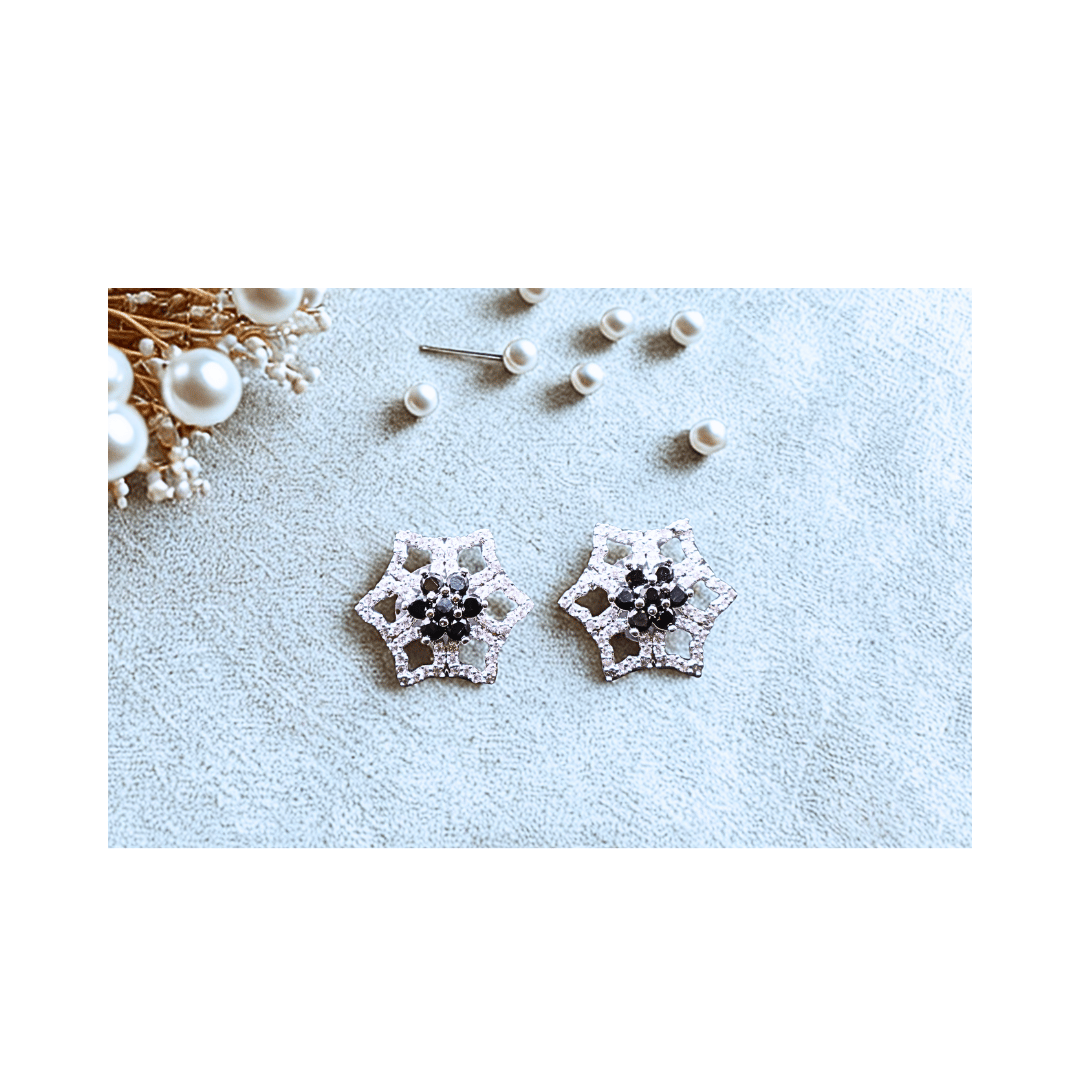 Zircon studs with black stones