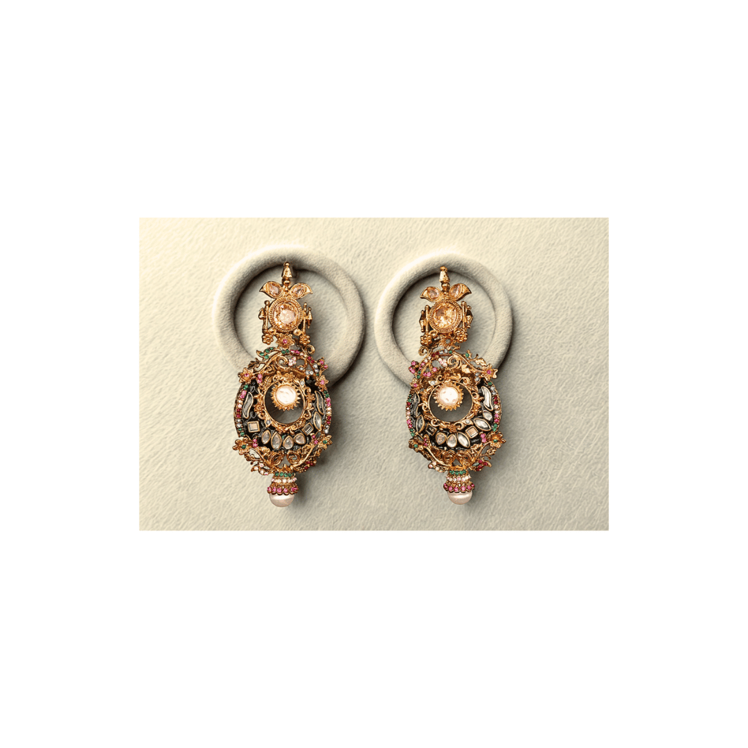 Long Turkish earrings in champagne