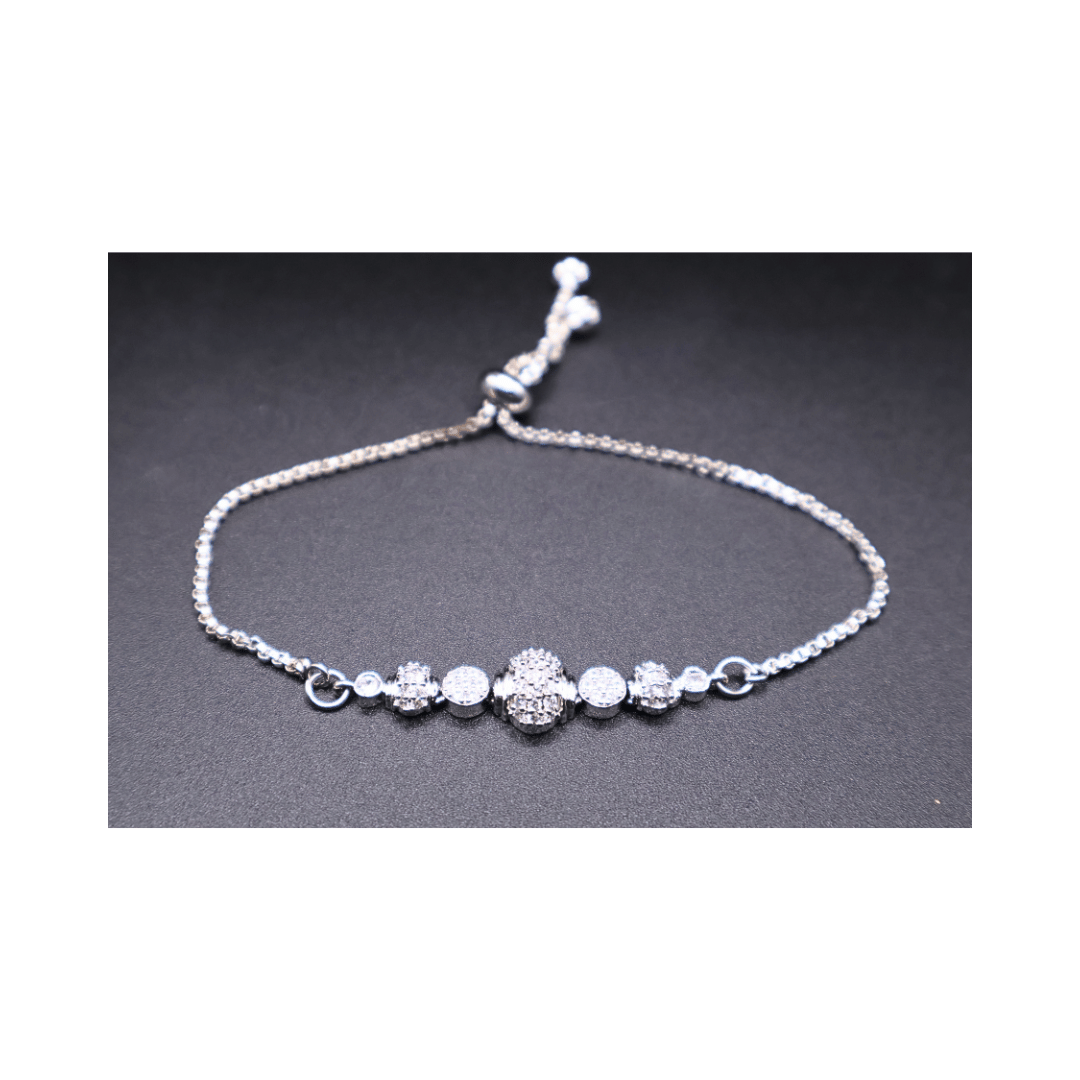 Silver adjustable bracelet with chain