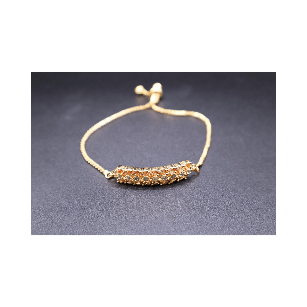 Golden adjustable bracelet with chain