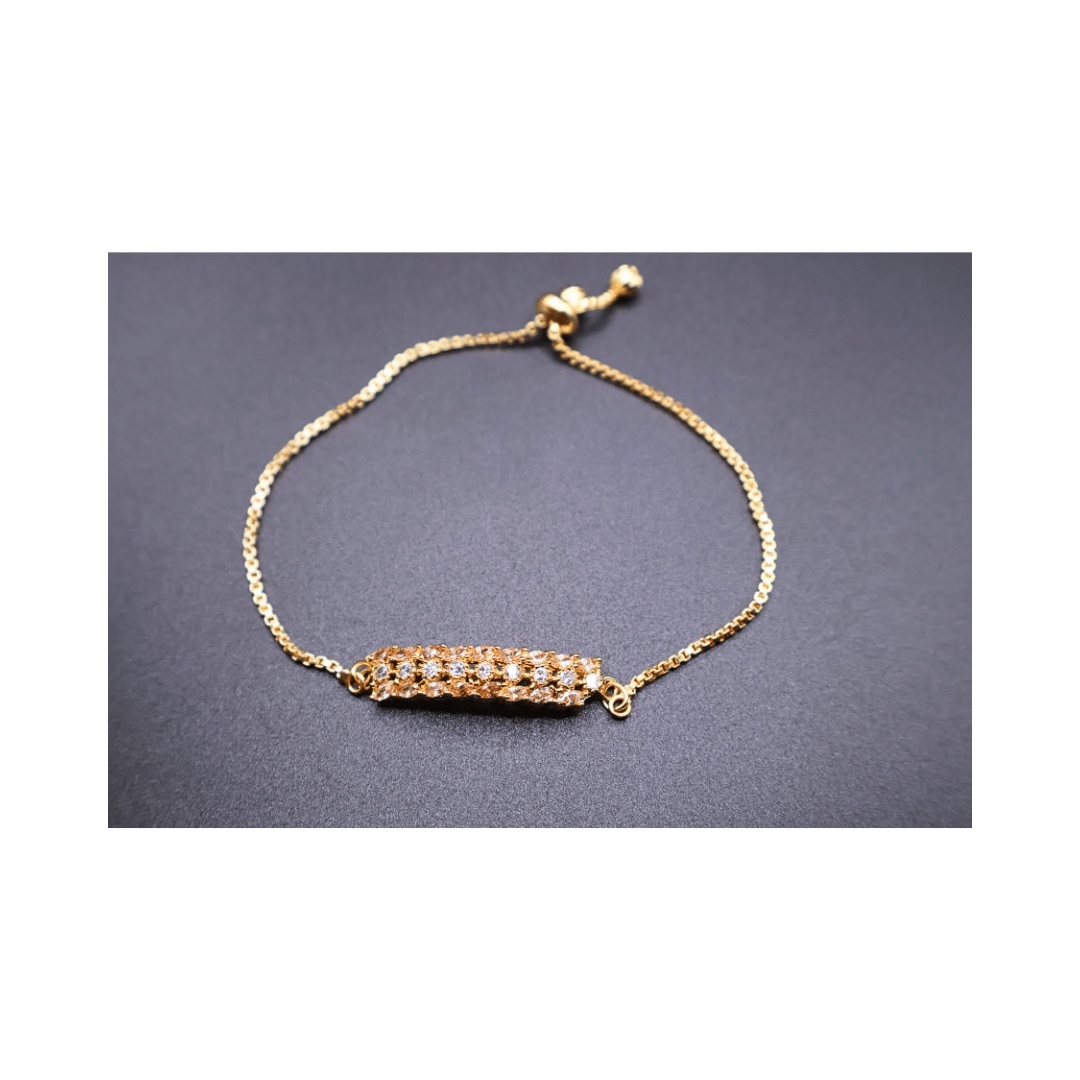Golden adjustable bracelet with chain
