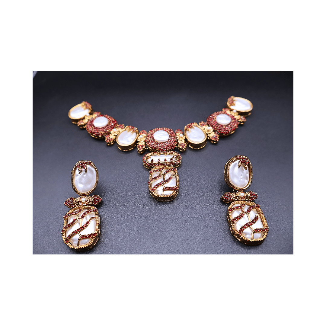 Turkish choker set with baroque pearls