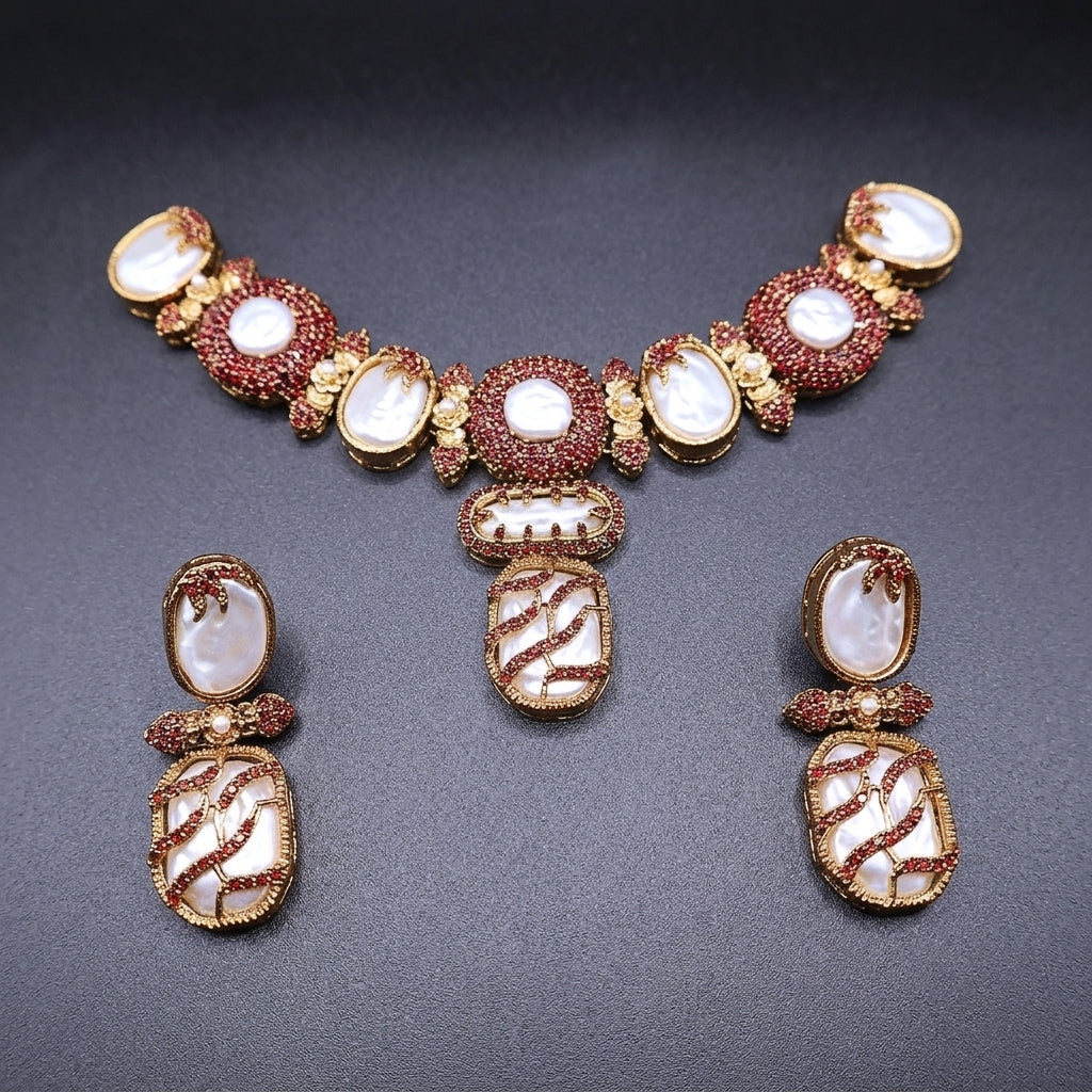 Turkish choker set with baroque pearls
