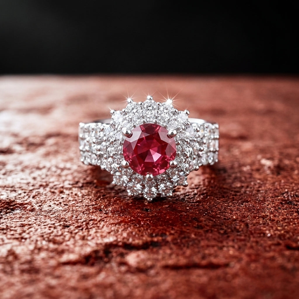 Turkish ring with zircons in silver frame