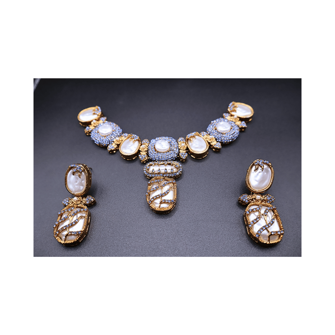 Turkish choker set with baroque pearls