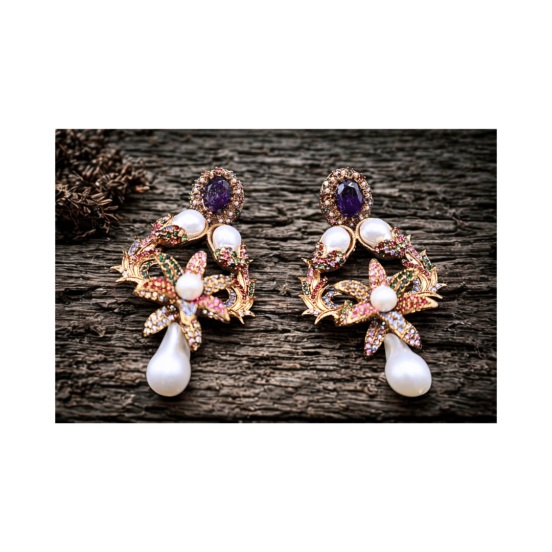 Elegant long earrings in purple