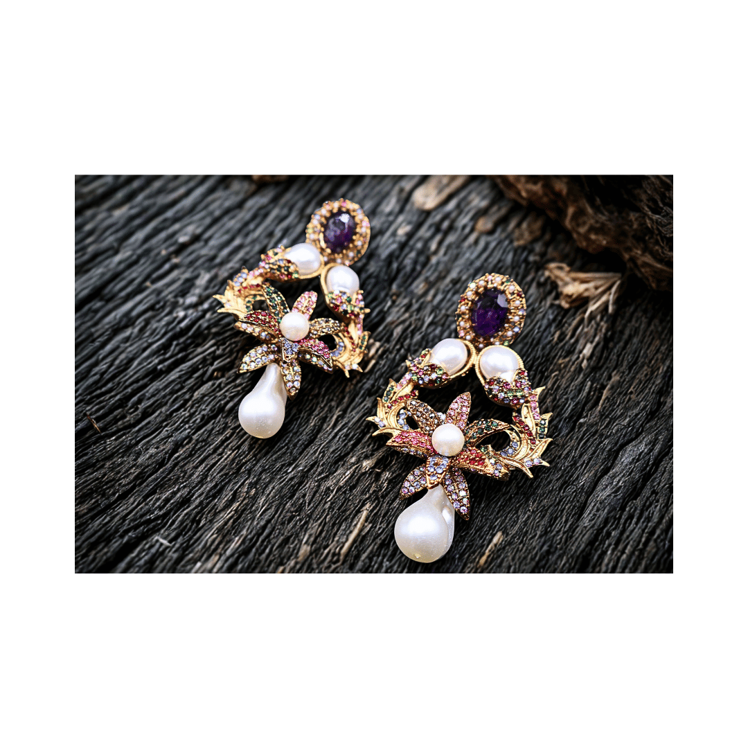 Elegant long earrings in purple