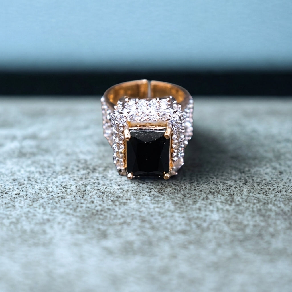 Turkish black solitaire ring with zircons