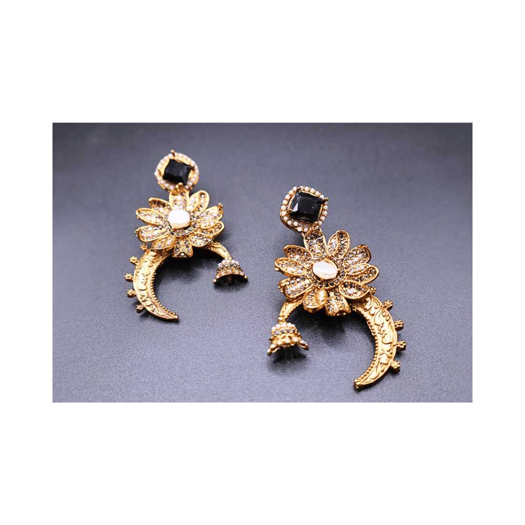 Turkish crescent shaped earrings in black